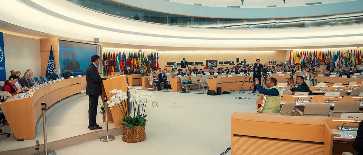  Dr. Mansukh Mandaviya, Minister of Labour & Employment; Youth Affairs & Sports, GoI, at the Plenary Session of the 113th International Labour Conference, Geneva
